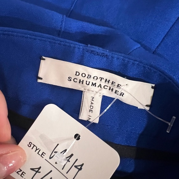 NEW DOROTHEE SCHUMACHER High Waist Linen Resort Trousers Cobalt Blue Sz L - Picture 6 of 6